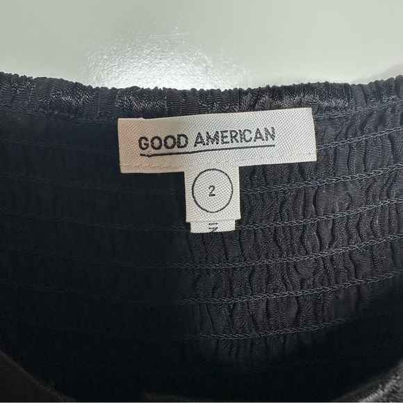 Good American Black Animal Print Button Front Puff Sleeve Corset Maxi Dress M - Picture 8 of 13